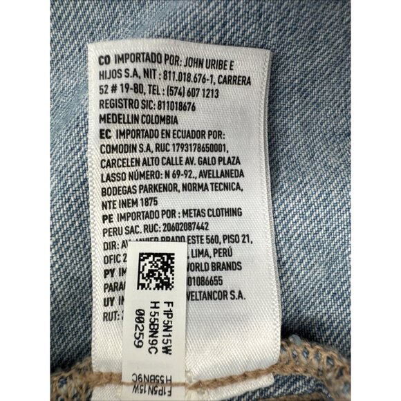 American Eagle Denim Chore Jacket Womens 2XL Blue Jean Distressed Zip Button NEW - Picture 14 of 14